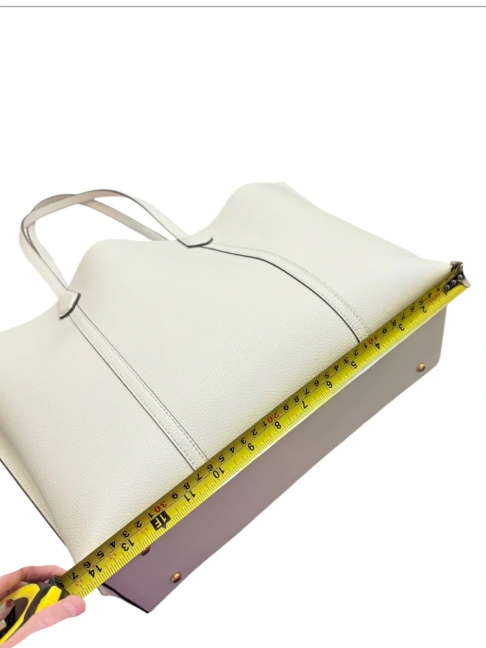 Tory Burch white pebbled leather Perry tote bag